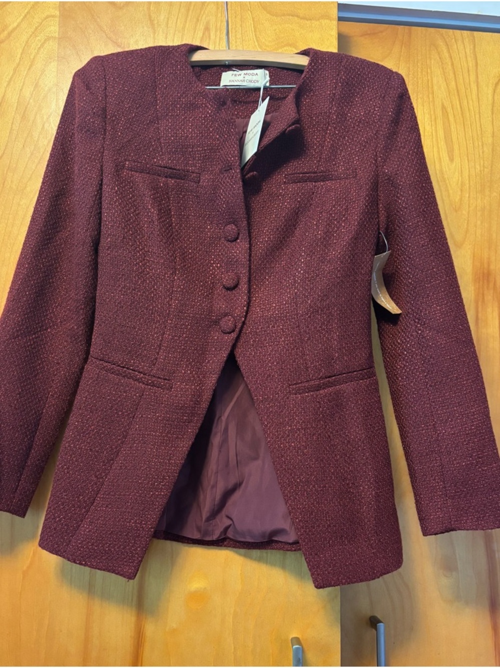 Few Moda x Hannah Chody Burgandy Tweed Tailored Jacket